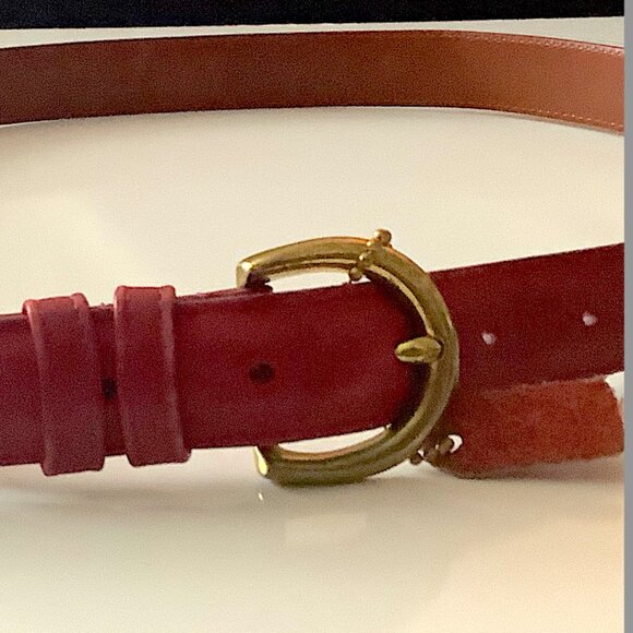 Vintage Coach Leather Belt Brass Buckle Cherry Red Size L, 38 inches long - Picture 8 of 8